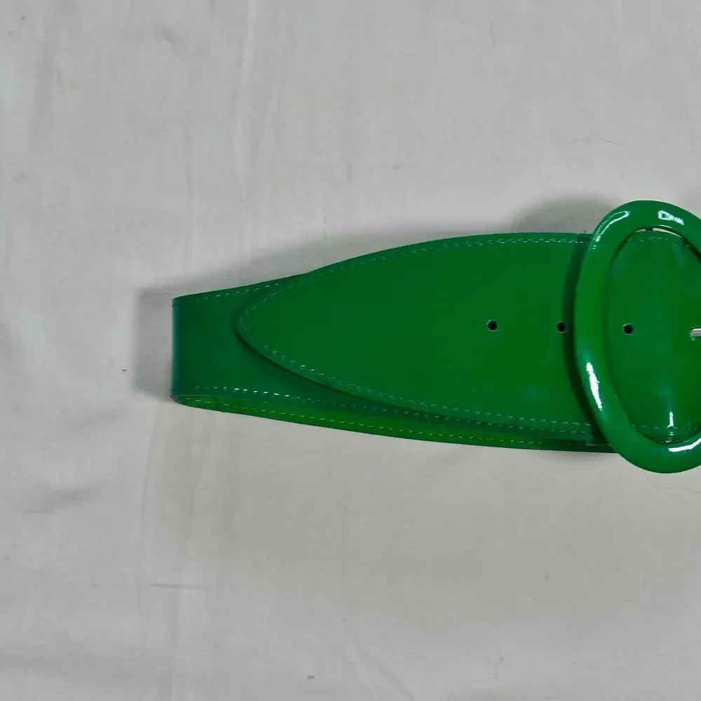 ALDO Kelly Green Wide Belt Womens Medium Chunky Faux Leather Statement Buckle